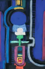 Ohne Titel by Max Ackermann, 1974, Pastell auf schwarzem Papier, sold Nov 2008