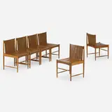Sergio Rodrigues, Cantu chairs, set of six, 1958, rosewood, leather