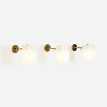 Custom sconces for Villa Marinoitti, set of three by Gino Sarfatti, 1954, brass, plastic, sold Mar 2024