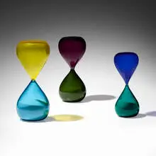 Clessidre, set of three by Paolo Venini, glass, sand, sold Feb 2024