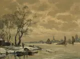 The Port of Amsterdam by Nico Cevat, oil on canvas, offered Mar 2016