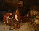 In the wine cellar by Italian School, oil on panel, offered Mar 2016