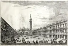 Piazza San Marco verso La Basilica; Il Canal Grande a Ca' Pesaro (Succi 2, 23) by Michele Marieschi, offered Feb 2016