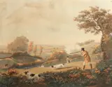 Henry Pyall, Four Shooting Scenes, 'Woodcock Shooting', 'Pheasant Shooting', 'Duck Shooting', 'Partridge Shooting'; coloured etchings with aquatint, 1827, after Jones
