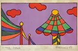 Alexis Akrithakis, Luna Park, 1967, Tempera und Tuschfeder auf Karton
