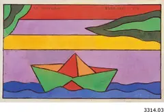 Le Bateau by Alexis Akrithakis, 1967, Tempera und Tuschfeder auf Karton, sold Dec 2007
