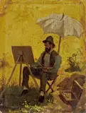 Eduard Schleich d. J., August Fink an der Staffelei, Öl auf Karton
