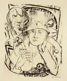 Max Beckmann, Theaterloge, 1918, Kaltnadel auf Japan