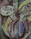 Otto Gleichmann, Olëuni, 1920, Aquarell und Tuschfeder auf Papier, aufgezogen vom Künstler auf leichtem Karton