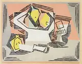 Stilleben mit Früchten by Pablo Picasso, 1925, Farbpochoir auf leichtem Karton, sold May 2008