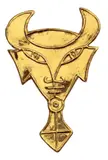 Jean Cocteau, Taureau, 1962, Goldbrosche. In Original-Holzkassette. Höhe: 10,7 cm (4 ¼ in.)
