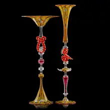 Two tall decorative goblets by Charles Savoie, sold Sep 2018