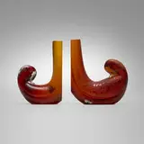 Galliano Ferro, Bird bookends, set of two, c. 1960, corroso glass