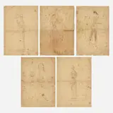 Fulvio Bianconi, Collection of five drawings, c. 1953, ink, graphite, crayon on paper