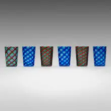 Oggetti, A Canne cups, set of six, c. 1975, fused glass canes