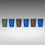 Oggetti, A Canne cups, set of six, c. 1975, fused glass canes