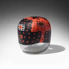 Murrine vase by Massimo Nordio, 1998, glass canes with wheel carved surface, sold Feb 2024