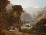 Figures in a mountainous landscape by European School, 19th Century, oil on canvas, offered Feb 2016