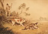 Samuel Howitt, A gun with his dogs, a pair, one signed 'Howitt' (lower right), the other signed 'Howitt' (lower centre) watercolour