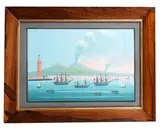 Day and night scenes of Vesuvius and the Gulf of Naples, a pair by Continental School, 19th Century, gouache, sold Feb 2016