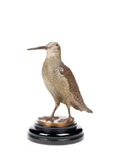 Franz Xavier Bergman, cold painted bronze model of a snipe, cold painted bronze
