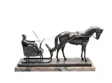 Franz Bergman, bronze equestrian model of a racing sleigh for ice trotting, bronze