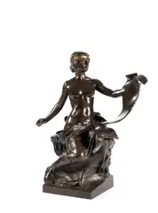 bronze and parcel gilt figure of a maiden L'Histoire by Georges Bareau, bronze, offered Feb 2016