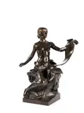 Georges Bareau, bronze and parcel gilt figure of a maiden L'Histoire, bronze