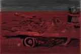 Dirk Skreber, Ohne Titel, 2000, Filzstift, teilweise geschabt, auf Kunststoffolie über collagiertem Wellkarton