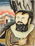 Franz Radziwill, Bärtiger Mann am Fenster, 1921, Aquarell und Bleistift auf festem Papier (aus einem Skizzenblock)