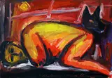 Helmut Middendorf, Schlafender + Hund, 1983, Gouache auf Velin