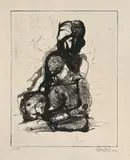 Georg Baselitz, 8 Radierungen nach Zeichnungen von 1959, 1973, Original-Kunstleinenmappe mit 8 Radierungen und Kaltnadelarbeiten, jeweils auf Van Gelder Zaansbord-Papier