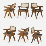 Set of six library chairs from the Chandigarh administrative buildings by Pierre Jeanneret, France/India, sold Sep 2018