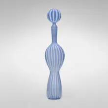 Fulvio Bianconi, Canne di Zanfirico bottle with stopper, model 4584, 1953, internally decorated glass with zanfirico canes