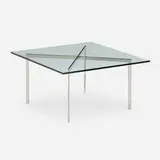 Barcelona coffee table by Ludwig Mies van der Rohe, stainless steel, glass, sold Jan 2024