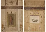 Continental School, A sarcophagus surrounded by Egyptian ornamentation; also another painting by the same hand (a pair)