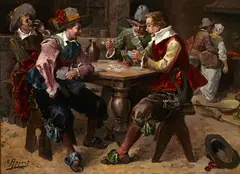 George Appert, A game of cards, oil on canvas