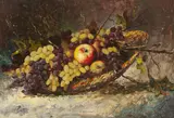 A still life with fruit in a basket by Anoush Rahnarvardkar, oil on canvas, sold Sep 2015