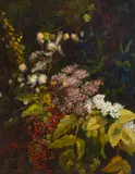 A still life with flowers by Continental School, oil on canvas laid down, sold Sep 2015