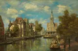 A canal scene in Amsterdam by J.E. Frisch, oil on canvas, sold Sep 2015
