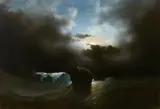 Continental School, On the fierce ocean, oil on canvas