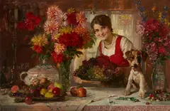 A healthy snack by August Roeseler, oil on canvas, sold Sep 2015