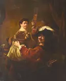 Self portrait with Saskia in the Parable of the Prodigal Son by Rembrandt Harmensz van Rijn, oil on canvas, offered Sep 2015
