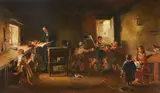 Scottish School, A riot in the school room, oil on canvas