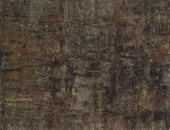 Strukturale Komposition by Karl Fred Dahmen, Um 1958, Mischtechnik mit Öl und Wachs auf Papier, auf Holz aufgezogen, sold Nov 2009