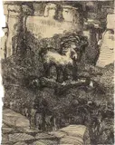 Louis Soutter, Cheval de Troie“. 1920er-Jahre, Tuschfeder und Bleistift auf dünnem Papier