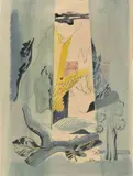 Äste mit trockenen Blättern (Herbst) by Heinrich Hoerle, 1929, Tusche und Aquarell auf Papier, sold Mar 2024