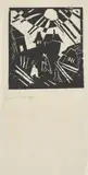 Verfallenes Dorf by Lyonel Feininger, 1918, Holzschnitt auf Japanbütten, sold Jan 2024