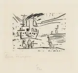 Lyonel Feininger, Ausfahrender Dampfer Odin, 1918, Holzschnitt auf Japan-Bütten