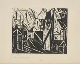 Lyonel Feininger, Dorf, 1919, Holzschnitt auf Seidenpapier